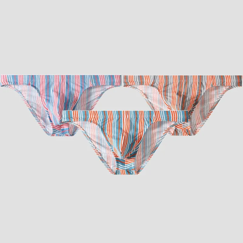 Sexy Men Briefs Cotton Male Breathable Comfortable U Bulge Pouch Underwear Mid Waist Striped Panties Hombre Soft Youth Undies