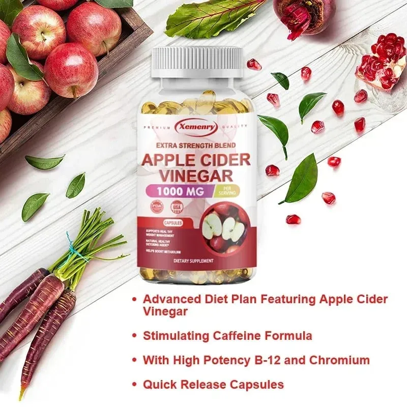 Apple Cider Vinegar Capsules - Fat Burning Detox Slimming Boosts Metabolism Healthy Weight Management — image 4
