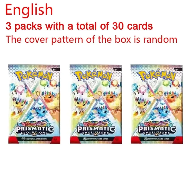 360 db/doboz 10 kártya/csomag angol Pokémon kártya Prismatic Evolutions English Booster Battle tranzakciós kártya ajándékok