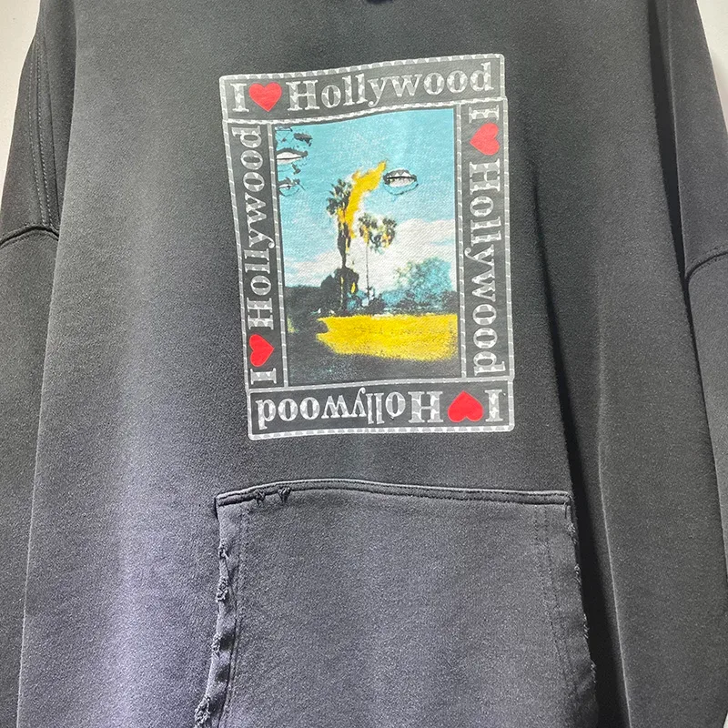 Nuevas sudaderas con capucha PALY de gran tamaño para hombre y mujer, cárdigan Vintage informal lavado negro dañado de la mejor calidad, sudaderas con cremallera — image 17