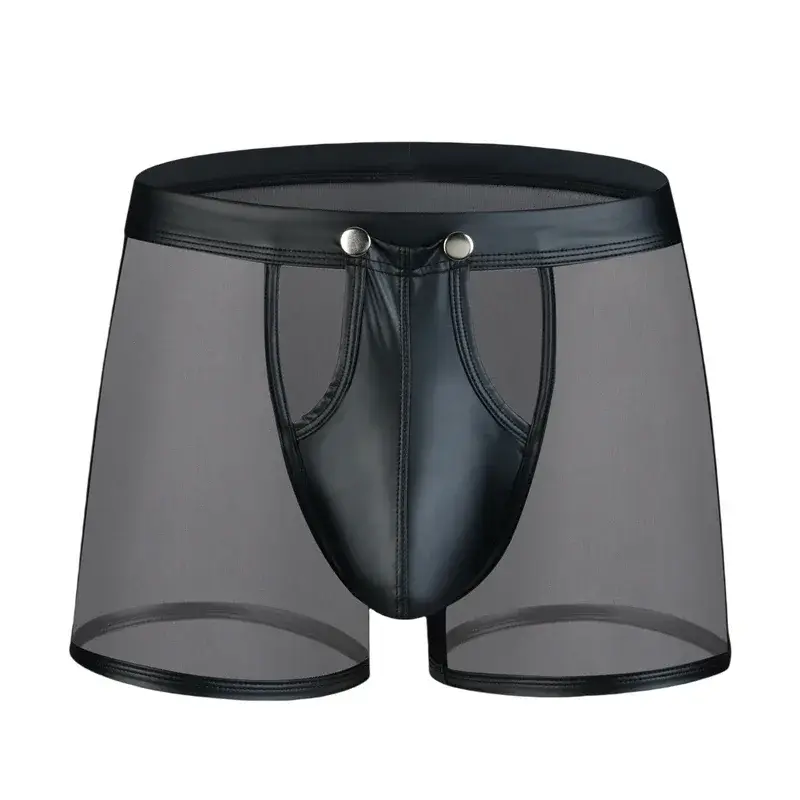Men's Panties Male Buttons Underpants Man Sexy Mesh Shorts Boxers Underwear Breathable Ropa Interior Hombre Boxershorts for Men — image 7