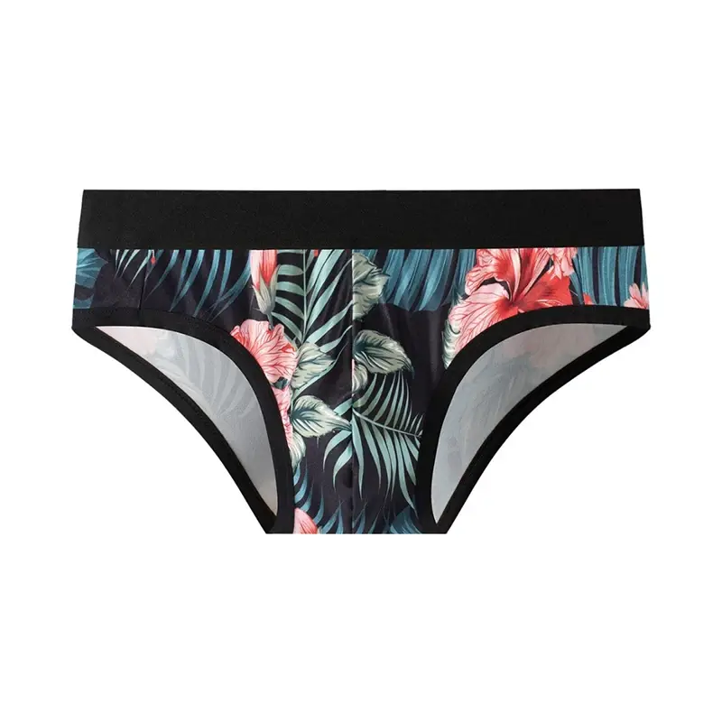 3PCS Men's Underwear Trend Printed Ice Silk Men's Triangle Briefs New Fashion Printed Triangle Briefs Comfortable Briefs — image 4