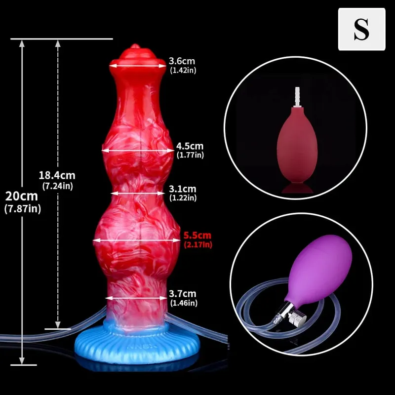 Huge Knot Squirting-Inflatable Dildo with Strong Sucker Silicone Inflat Anal Plug Trainer Beginner Sex Toys for Women Men — image 14