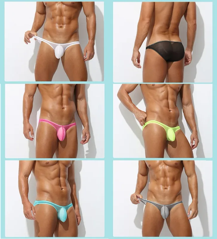 Ropa interior para hombre, bragas triangulares transparentes de seda de hielo delicadas, calzoncillos de cintura baja con personalidad — image 3