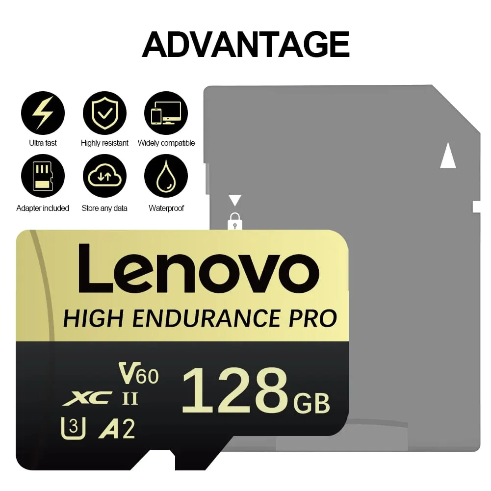 Lenovo High Speed ​​Class 10 כרטיס זיכרון מיני SD 256GB Micro TF Card לסמארטפון - 32GB 64GB 128GB 256GB 512GB אפשרויות זמינות