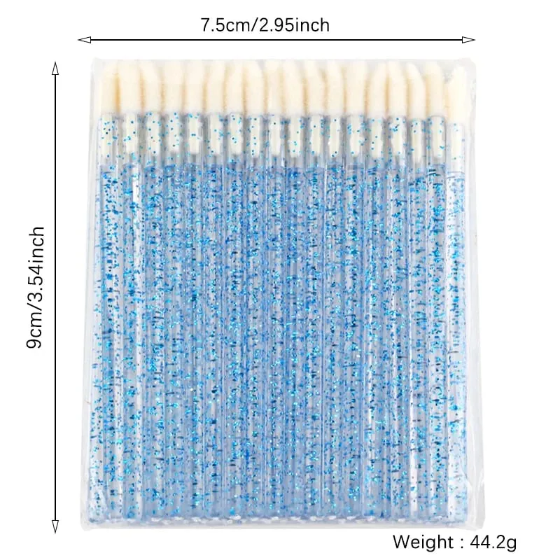 50 pçs escova de lábio cristal cílios extensão escovas rímel aplicador batom varinhas conjunto feminino pincéis de maquiagem ferramentas