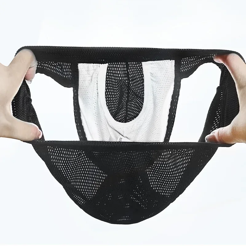 1PC Mesh Breathable Men's Underwear with Fly Pouch Front Open Bulge Separated Pouch Youth Korean Version Youth Briefs — image 5