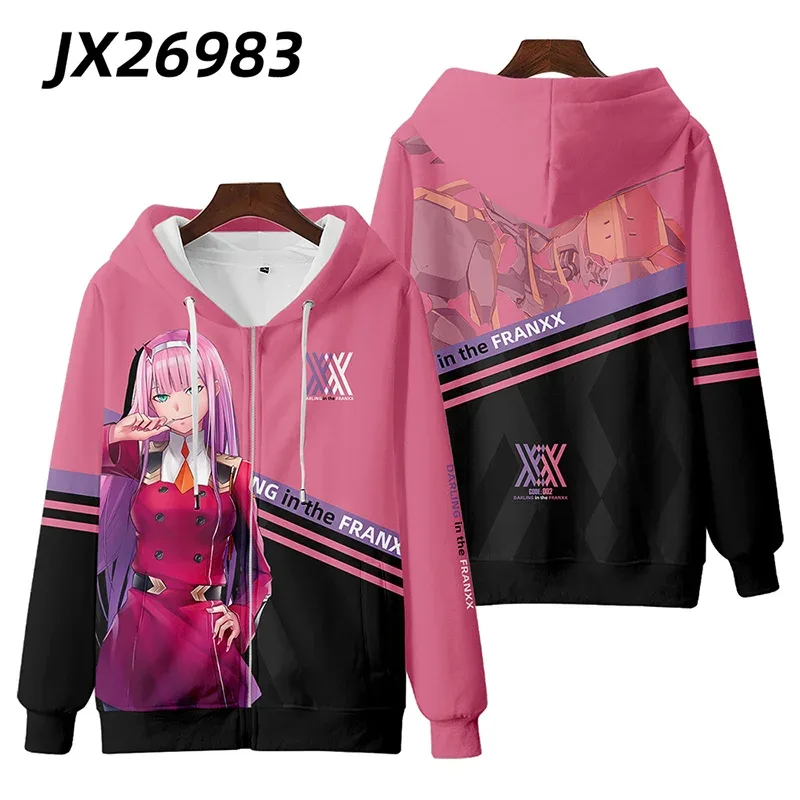 Hot Japan Anime Darling In The Franxx Cosplay Zipper Hoodies 3D Druck Männer Frauen Hip Hop Trainingsanzug Zipper Hoodie Männer der Kleidung — image 2
