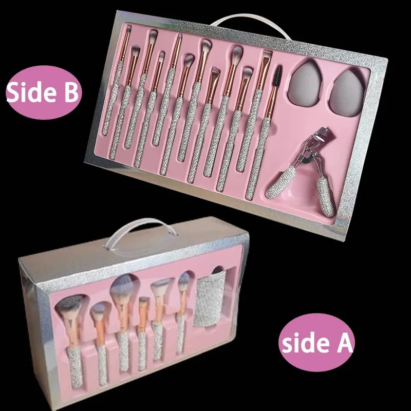 Σετ βούρτσας Glitz and Glam 22 τμχ Δέσμη RhINESTONE Glam Brush Set Bling Makeup Brushes Diamond Μακιγιάζ Πινέλο αποθήκευσης Κάδος με κουτί — image 8