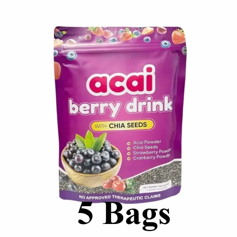 Acai Berry Drink Powder with Chia Seeds Strawberry Cranberry For Antioxidant Daily Wellness & Immune System Support Adult 40g — image 9