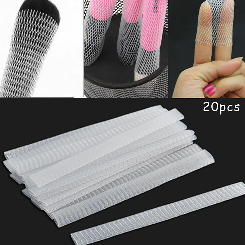 【M】20Pcs Διχτυωτό Εύκαμπτο Δίχτυ Προστατευτικά Κάλυμμα Θήκη Beauty White Cosmetic Make Up Brushes Guards Βολικό εργαλείο — image 2