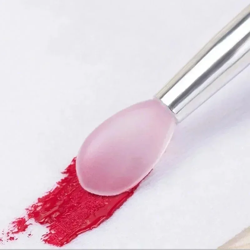 3/5/10 pçs escova de batom de silicone macio aplicador de batom portátil alça clara limpa microbrush lipgloss ferramenta de beleza