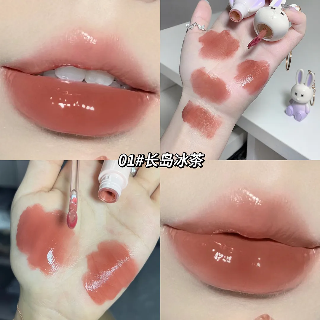 Cute Rabbit Mirror Lip Glaze Keychain Lipstick Αδιάβροχο Lip Gloss μακράς διαρκείας Αντικολλητικό Cup Γυναικείο Lip Glaze Cosmetic 6 Χρώματα — image 3