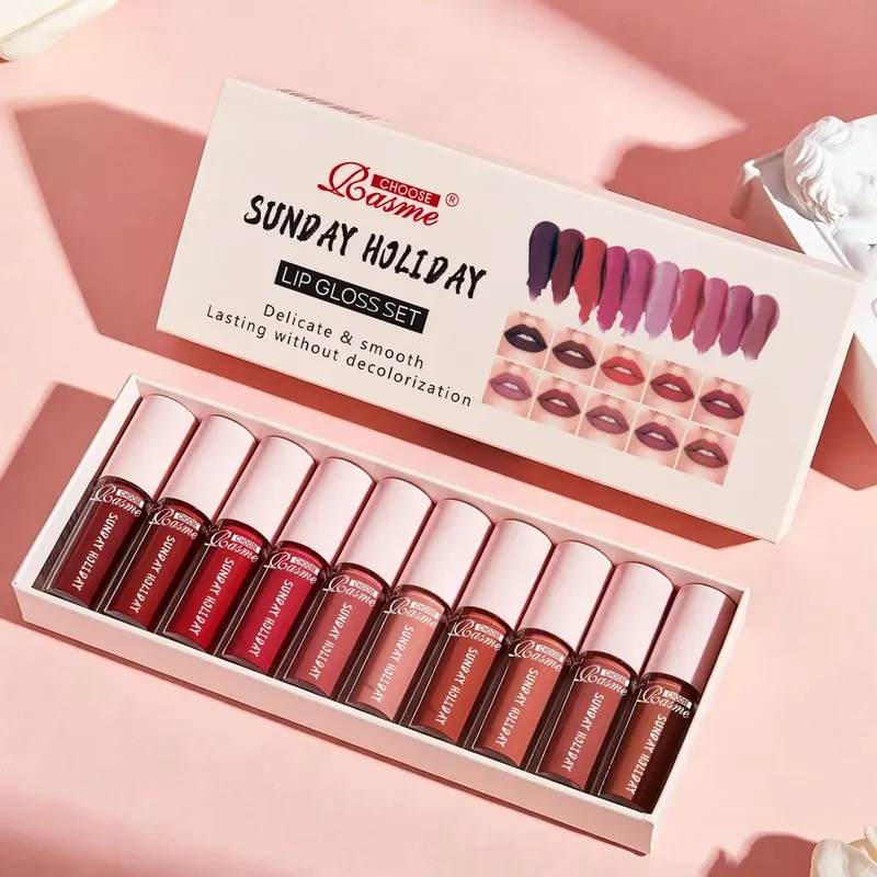 Σετ μακιγιάζ 10 χρωμάτων Mouth Red Lip Glaze Σετ δώρο για την Ημέρα του Αγίου Βαλεντίνου Εξαιρετικό πρακτικό φορητό σετ κραγιόν Lipgloss