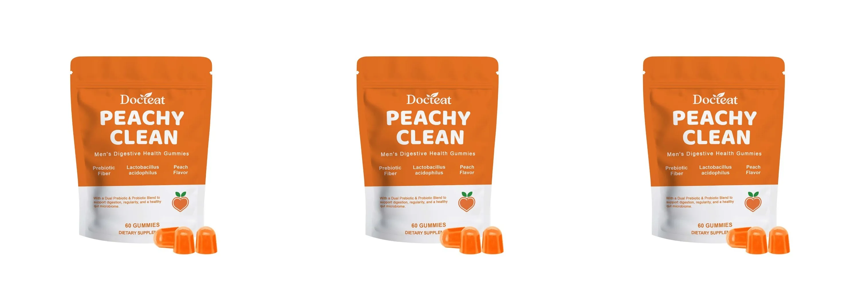 Men's Digestive Health Gummies – Prebiotic & Probiotic Blend – Peach Flavor Supports Men Gut Health Daily — image 9