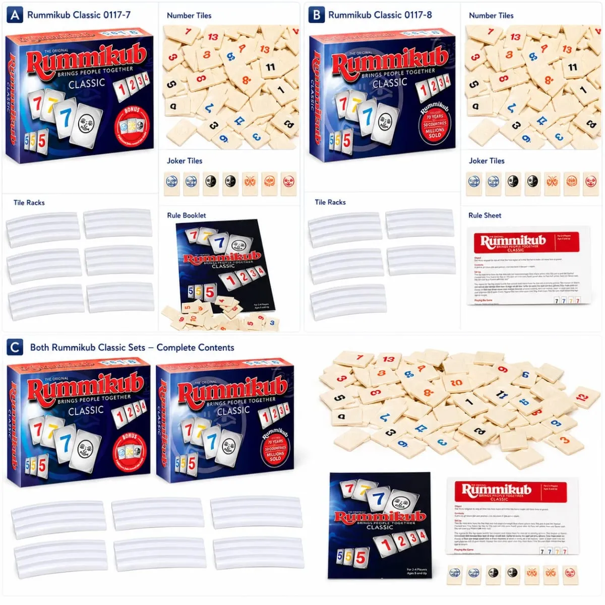 Επιτραπέζιο Παιχνίδι Στρατηγικής Rummikub Classic Number με Πλακάκια με Ράφια Οικογενειακό Πάρτι Παιδιά Ενήλικες Αγγλική Έκδοση — image 3