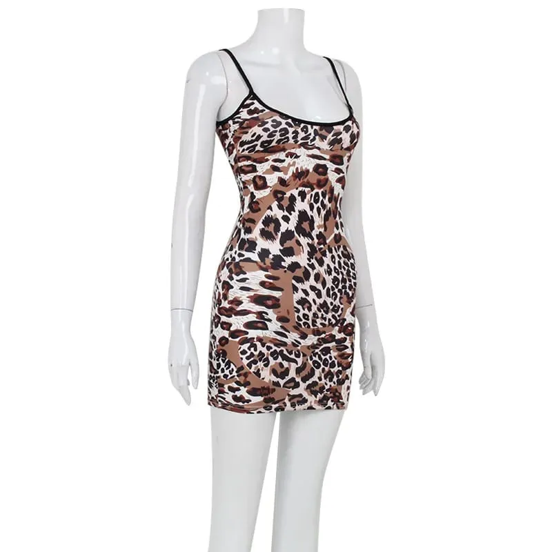 Fashion Sexy Summer Leopard Printed Women Dresses Backless Streetwear Regular Casual Camisole Strapless Skinny Vestidos Robes — image 7