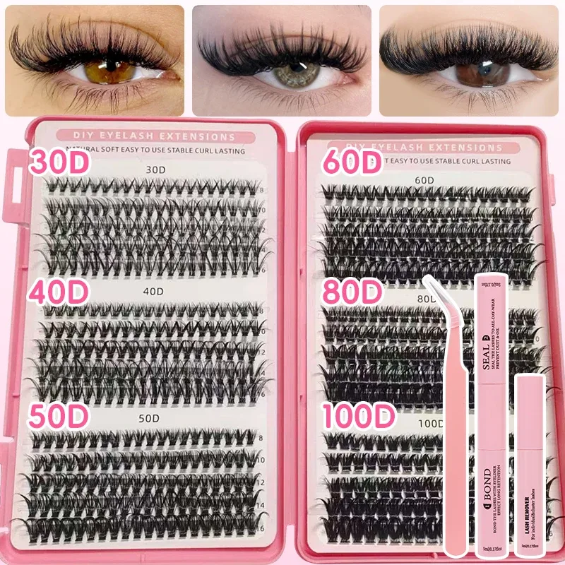 DIY Manga Spiky Cluster Lash Extensions Natural Mega Volume Individual Pre-cut Segmented Vlash for At-home Eye Makeup