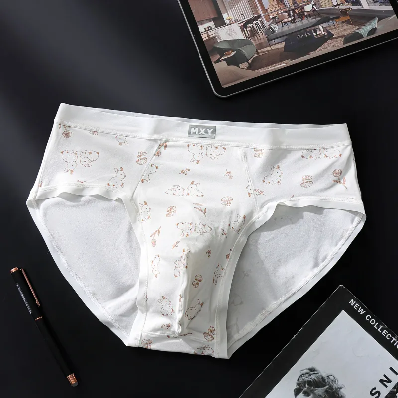 Men Sexy Briefs Sissy Lingerie Ice Silk Floral Print Panties U Convex Pouch Underwear Thin Daily Underpants Calzoncillos Hombre — image 10