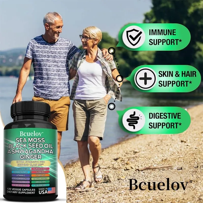 All in One Supplement with Sea Moss Black Seed Oil Ashwagandha Ginger Enhanced Immunity & Energy 120 Capsules — image 5