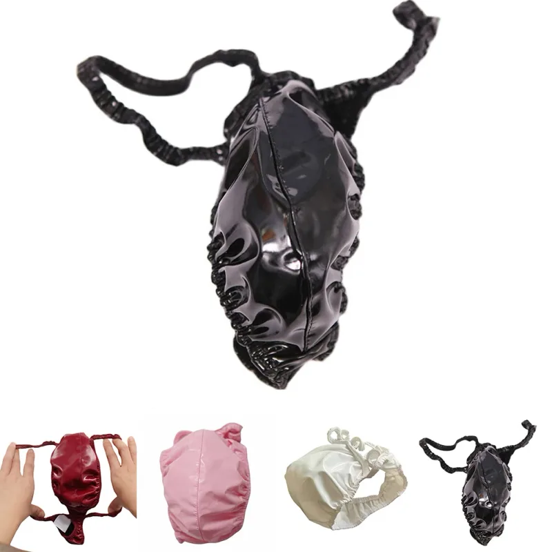 Latex Leather Thongs For Men Black Mens G-string Glossy Finish PU Polyester Spandex 15 PU 72 Polyester 13 Spandex — image 6