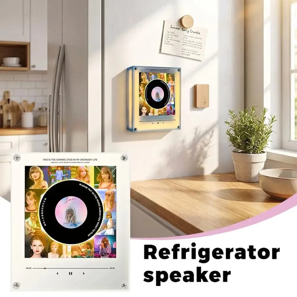 NFC Music Player Ψυγείο Μαγνητικό αυτοκόλλητο Ακρυλικό περιστροφικό μηχάνημα δίσκου Αυτόματη συσκευή αναπαραγωγής τραγουδιού για νυχτερινό φως ψυγείου — image 4