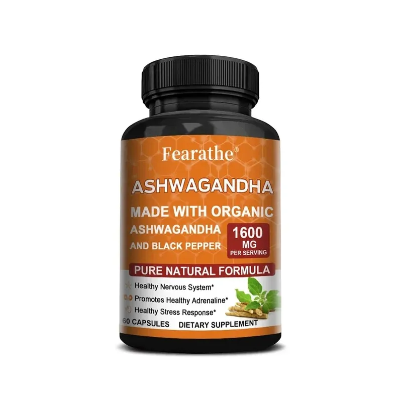 Ashwagandha Extract Capsules - Black Pepper Support Stress Relief Mood Sleep Brain Function Muscle Recovery & Immune Health