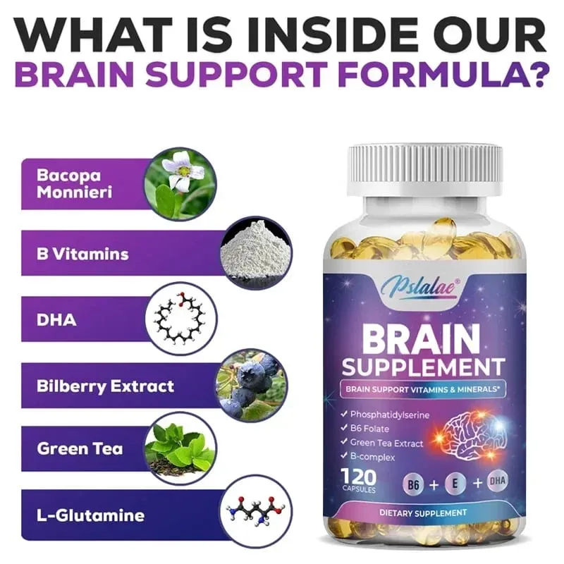 Suplemento cerebral - contém vitaminas B para apoiar a saúde do cérebro, melhorar a função cognitiva e melhorar a memória e a concentração