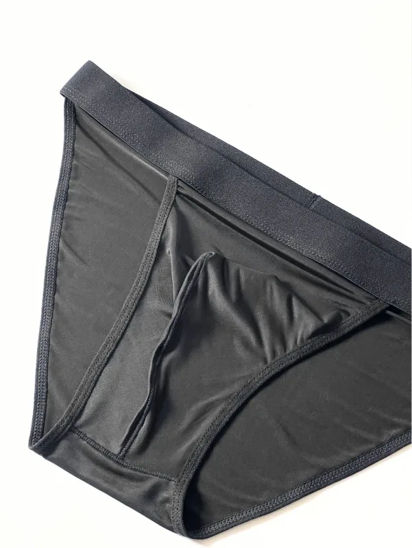 1 Piece Men's Sexy Ultra-Thin Ice Cool High Cut Briefs, Breathable Soft Stretchy Elastic Waistband Casual Daily Underwear