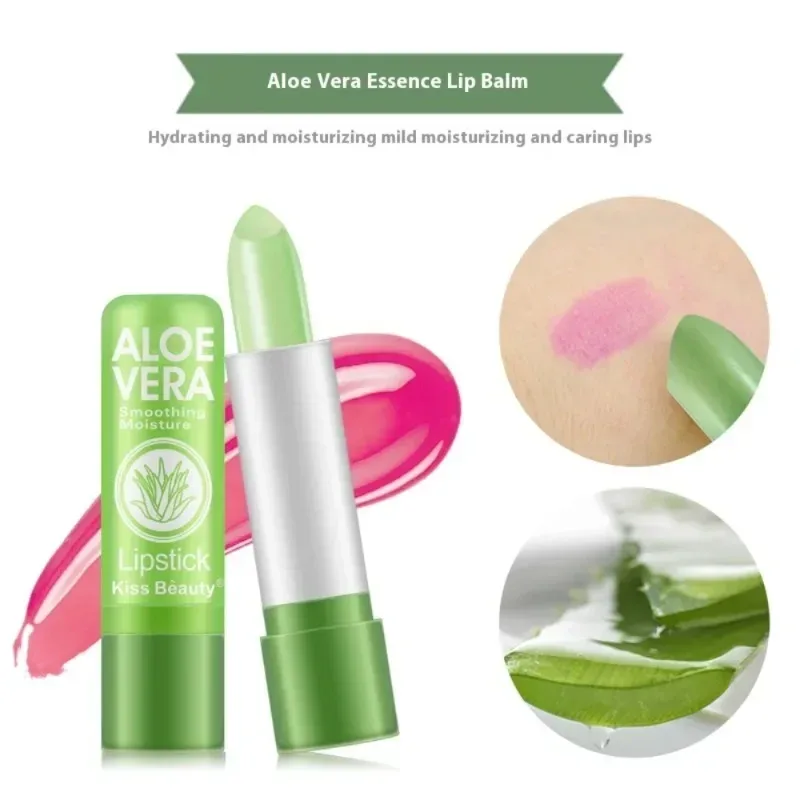 Aloe Vera Ενυδατικό κραγιόν Φυσικό Χρώμα Διαρκούς Θερμοκρασίας που αλλάζει Χρώμα Βάλσαμο χειλιών Ανθεκτικό στο ξεθώριασμα Θρεπτικό Μακιγιάζ Περιποίησης χειλιών — image 7
