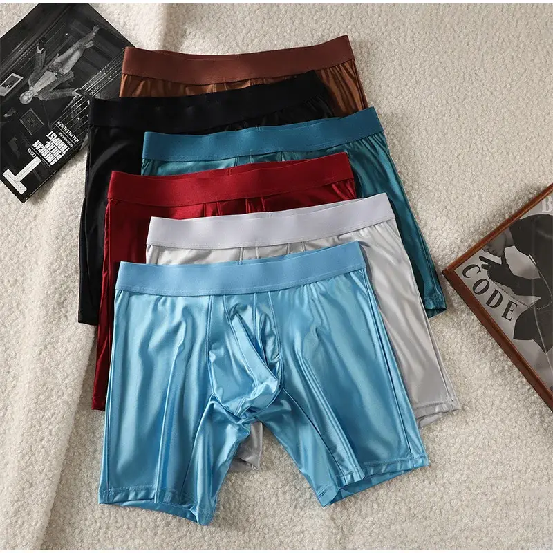 M-xxl Mens Underwear Boxers Solid U Pouch Panties For Man Extended Leg Boxer Shorts Homme Middle Waist Sports Underpants Male