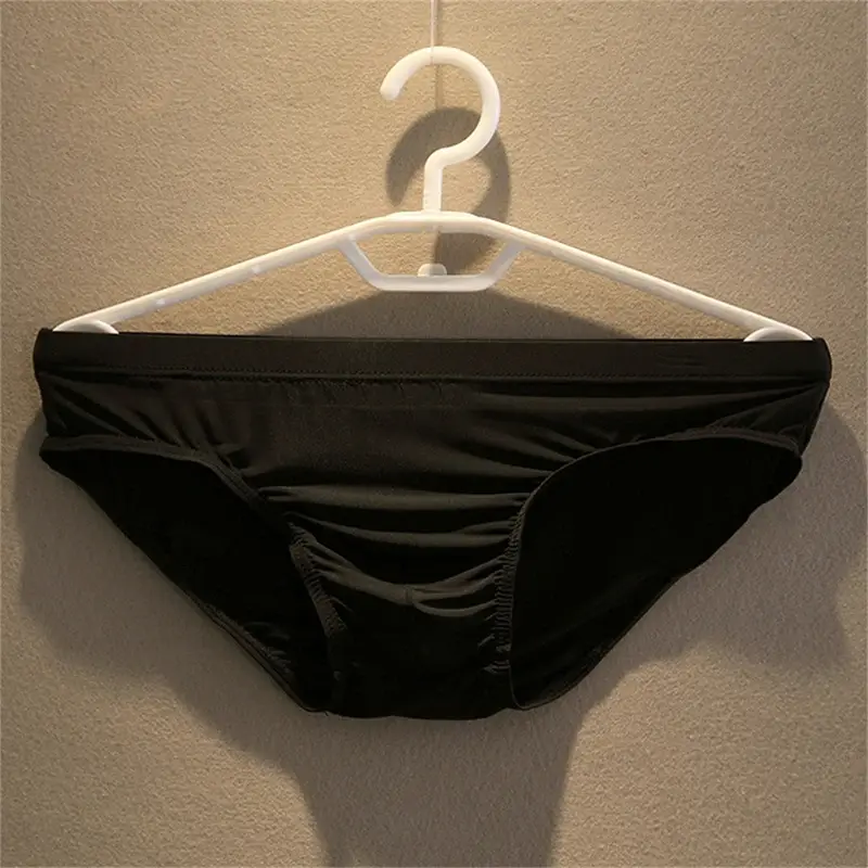 2pcs Big Pouch Nylon Men Underwear Briefs Ice Silk Male Seamless Underpants Low-Waist Thin Panties Plus Size