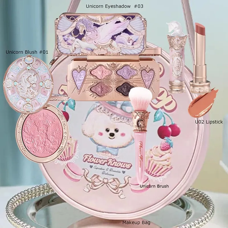 Flower Knows Σετ Μακιγιάζ Κουτί Full Swan Bear Garden Collection Ανάγλυφο Blush Shine Kit Lipstick Foundation All in Maquiagem Kit