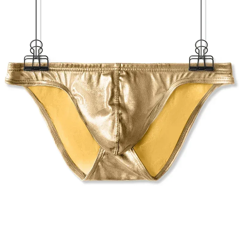 Men's Fashion Low Waist Imitation Leather Briefs with U Convex Pouch Sexy Underwear Lingerie 3PCS/2PCS/1PC Set — image 2