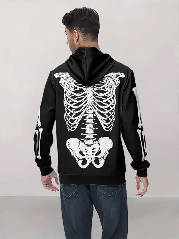 Sudaderas con capucha para hombre, sudadera con estampado de esqueleto en 3D, ropa deportiva con cordón, camisetas de manga larga, jersey de calle, ropa para hombre