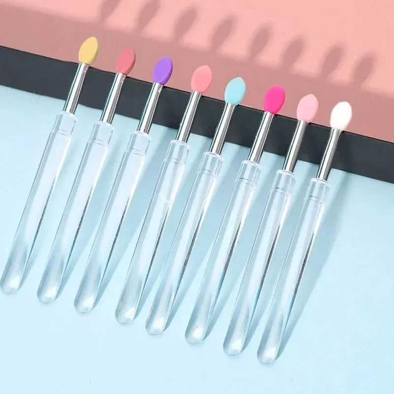 3/5/10 pçs escova de batom de silicone macio aplicador de batom portátil alça clara limpa microbrush lipgloss ferramenta de beleza