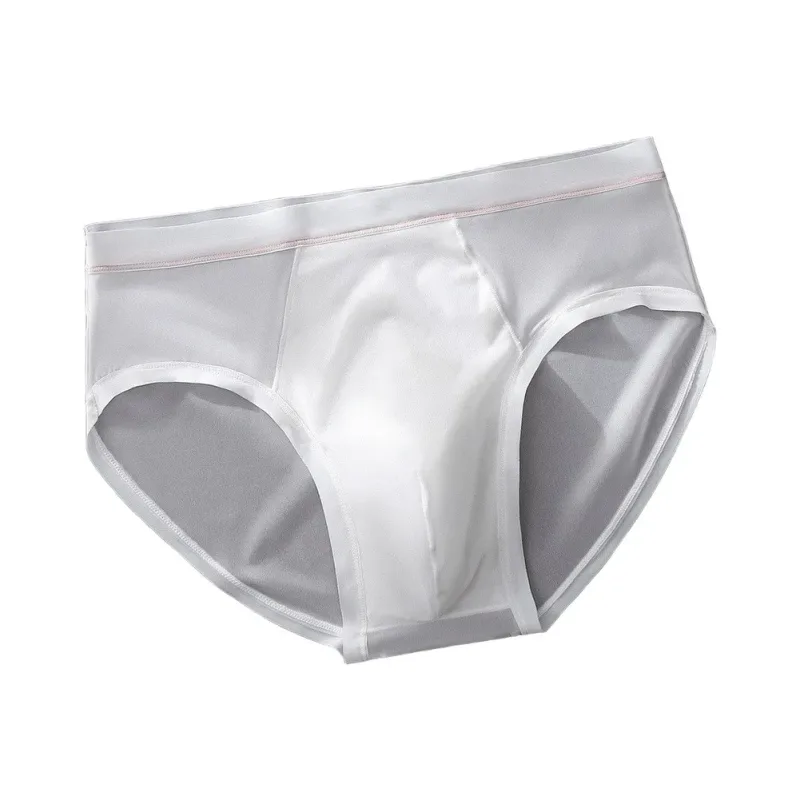 Men's Seamless Ice Silk Briefs Underwear Bulge Pouch Solid Breathable Panties Sexy U Convex Pouch Lingerie Underpants