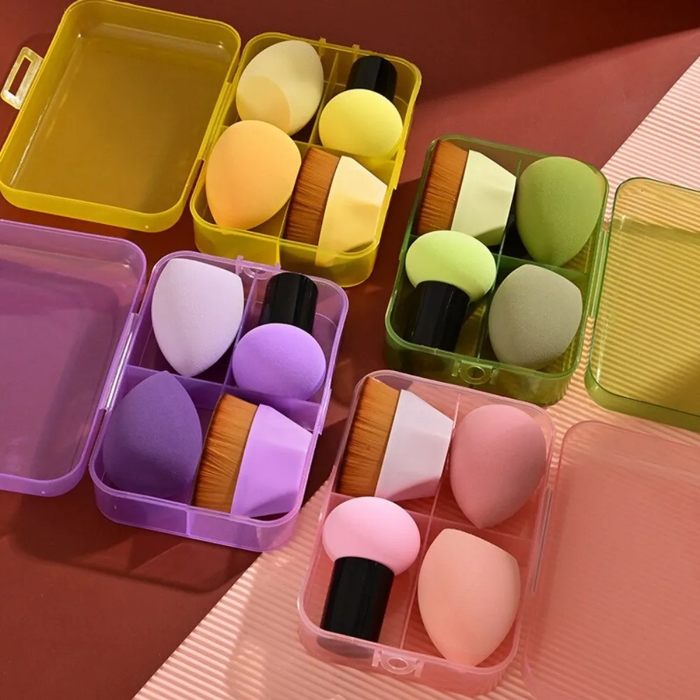 4 pçs beleza pro fundação cosméticos puff conjunto seco molhado utilizável ferramenta de maquiagem pincéis mágicos com caixa esponja pó maquiagem — image 6