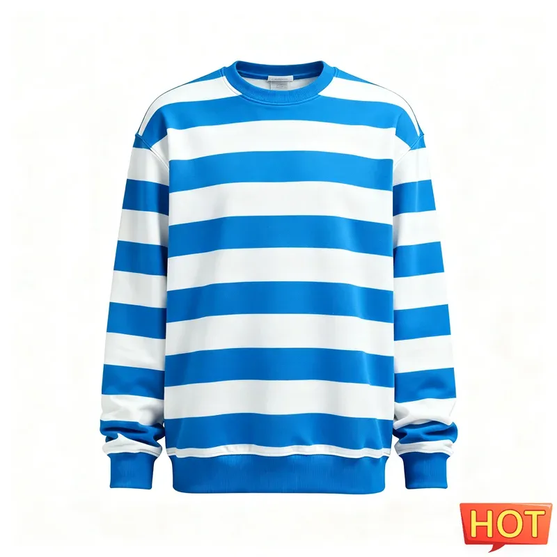 Mode rayé graphique sweats pour hommes Simple à la mode à manches longues 3D imprimé laid sweat décontracté surdimensionné pulls hauts — image 8