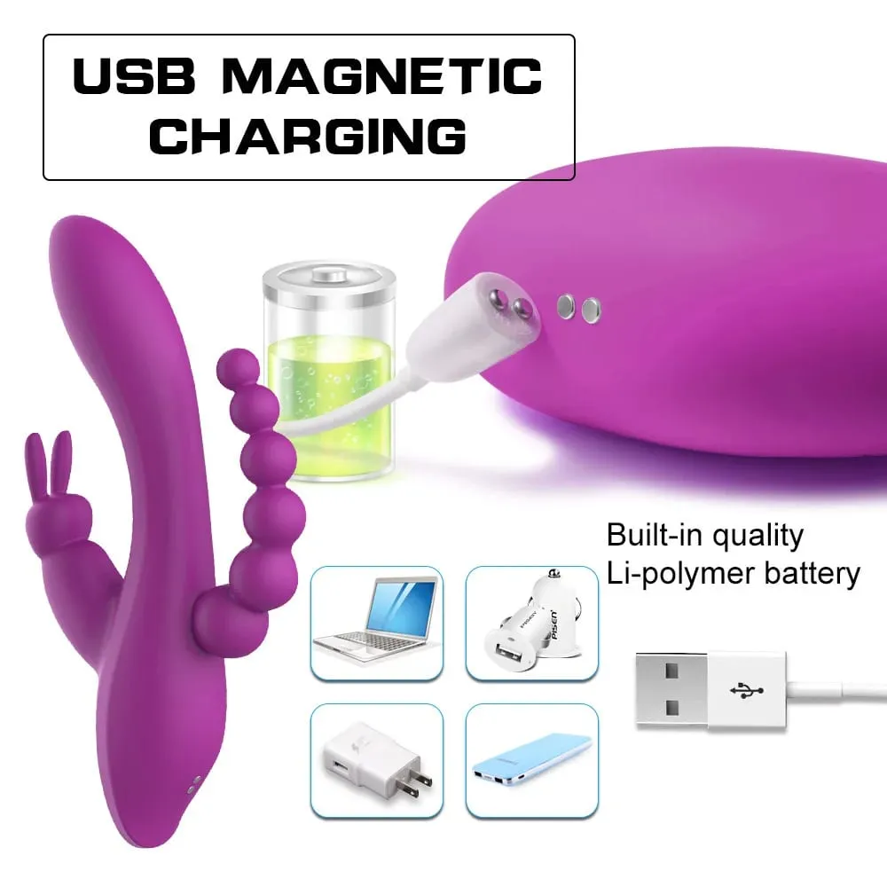 12 מצבים G Spot Rabbit Vibrator Clitoral Stimulator Anal Triple Curve לעיסוי אנאלי חרוזים צעצועי מין לנשים זוגות דילדו — image 3