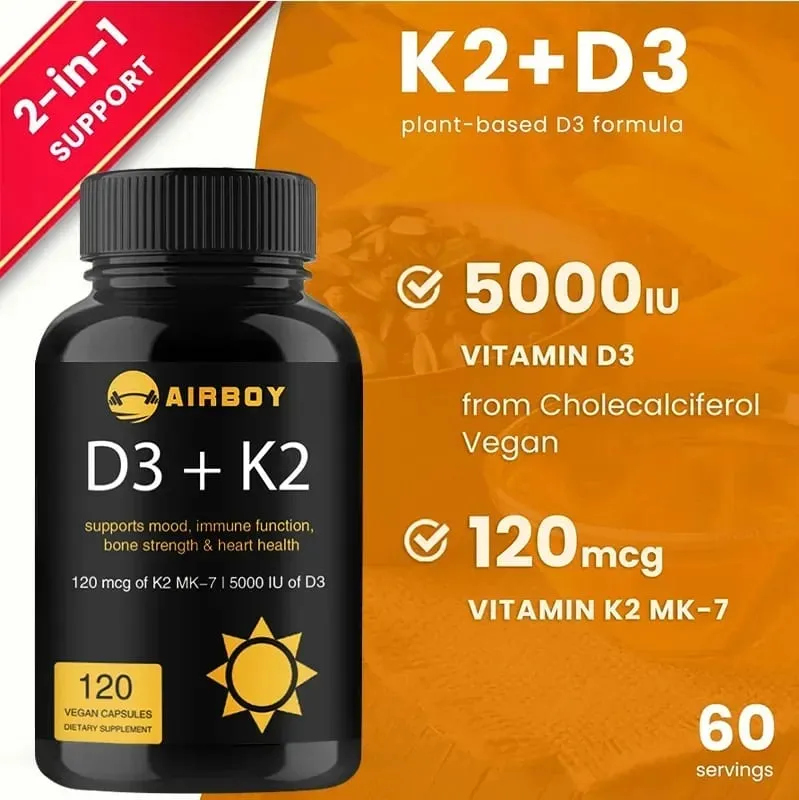 Vitamin D3+K2 Capsules - For Regulate Calcium Metabolism Promote Bone Heart and Immunity System Health — image 3