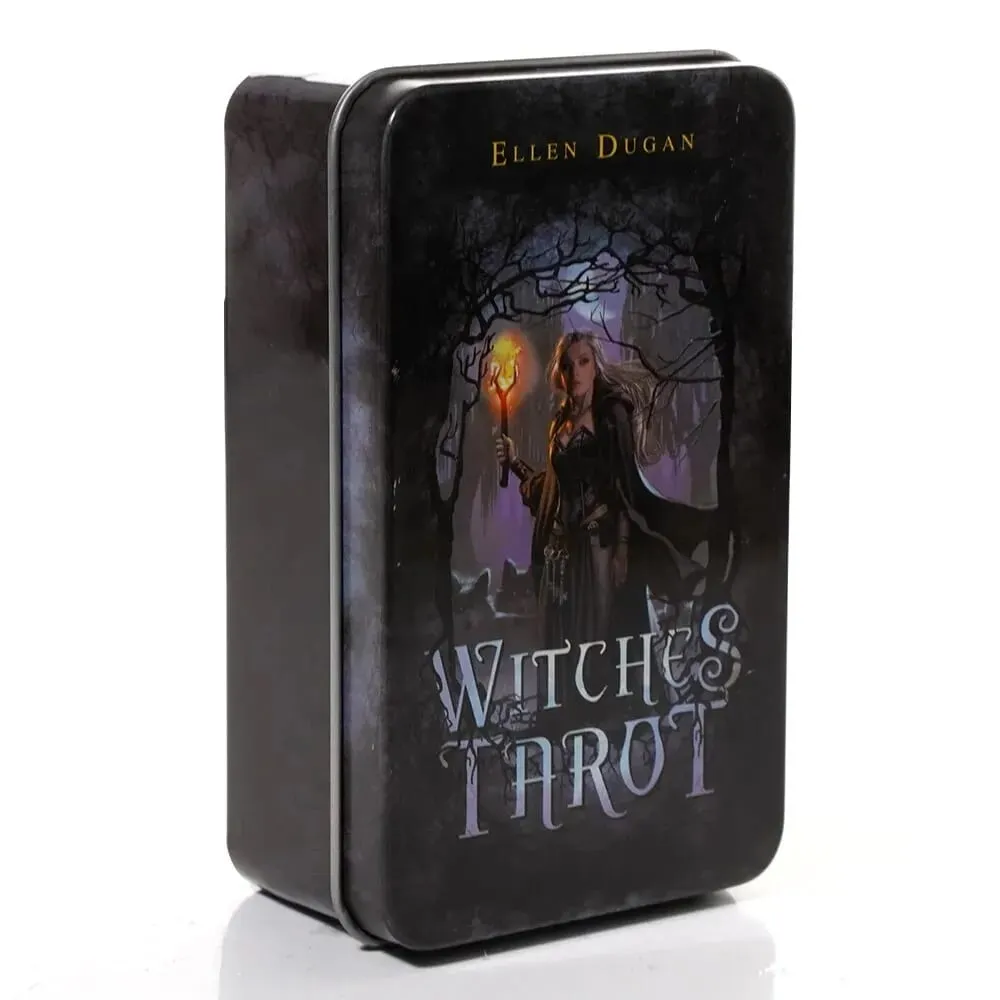 Witches Tarot Deck Tarot Beginner in a Tin Metal Box Υψηλής ποιότητας 78 Card Golded Edge Paper Booklet Based Rider Tarot — image 2