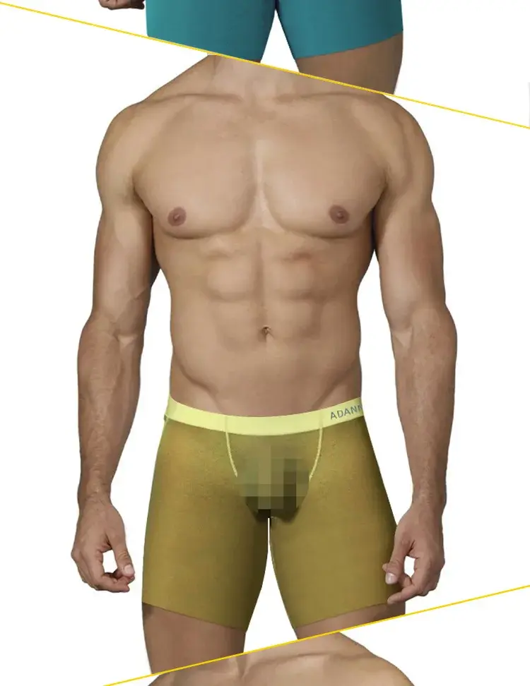 Biancheria intima da uomo ultrasottile da 0,01 mm Boxer lunghi Pantaloncini di raffreddamento in seta di ghiaccio trasparente Mutande fitness da palestra Slip a rete senza cuciture — image 4