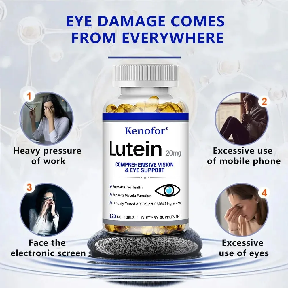 Lutein Capsules - with Zeaxanthin and Vitamin E - Powerful Antioxidant Eye Health Improve Vision Health - 120 Capsules — image 2