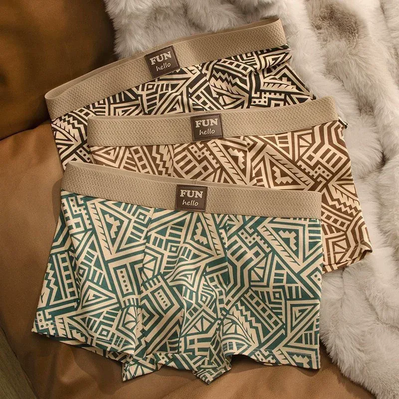 Sous-vêtement confortable et respirant pour hommes, Boxer personnalisé de Style américain imprimé, sous-vêtement carré ethnique rétro tendance