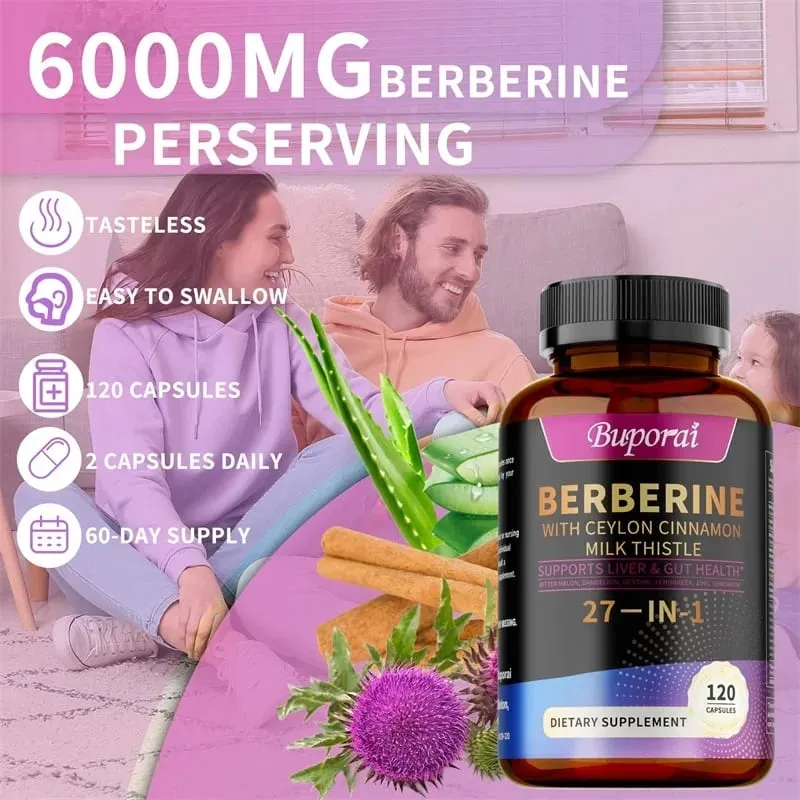 Συμπληρώματα Berberine Ceylon Milk Thistle - Προωθεί την υγεία του ήπατος και του πεπτικού συστήματος Υποστηρίζει την κυτταρική ενέργεια και επισκευή — image 5