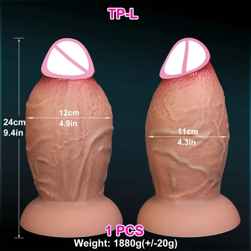 Ρεαλιστικό μαλακό καφέ χοντρό Dildo 3 μεγεθών Τεράστιο ψεύτικο πέος διπλό κόκορας σιλικόνης Γυναίκα Άνδρας Αυνανισμός Βεντούζα Παιχνίδια πρωκτικού σεξ