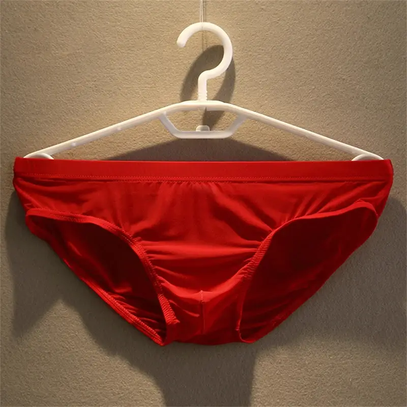 2pcs Big Pouch Nylon Men Underwear Briefs Ice Silk Male Seamless Underpants Low-Waist Thin Panties Plus Size