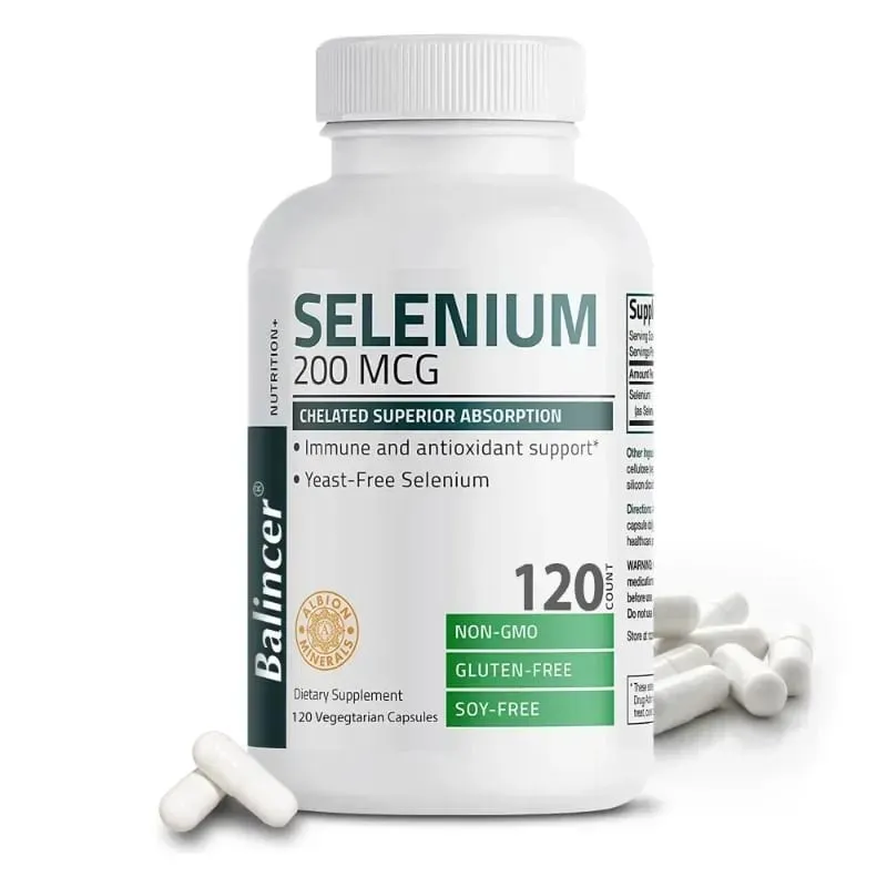 Organic Selenium Capsules - Vitamin D for Heart Bone Metabolism & Immune Health Improves Brain Function High Absorption