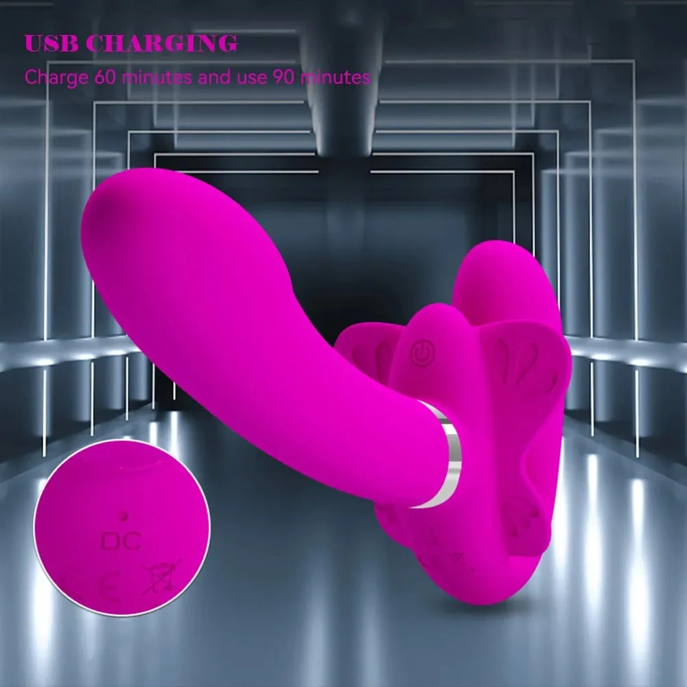 Double Penetration Strap-on Dildo Vibrators for Women Double-heads Vibrating Penis Lesbian Erotic Toys Sex Toys for Couples — image 2